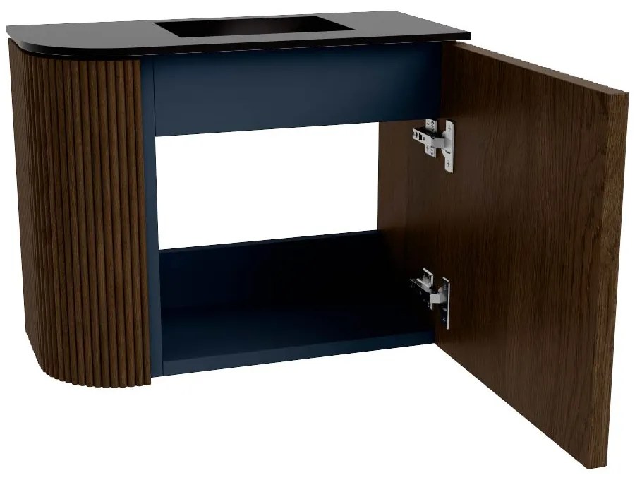 Mondiaz Joya 50cm toiletmeubel ronding links walnut met wastafel faye rechts 1 kraangat urban