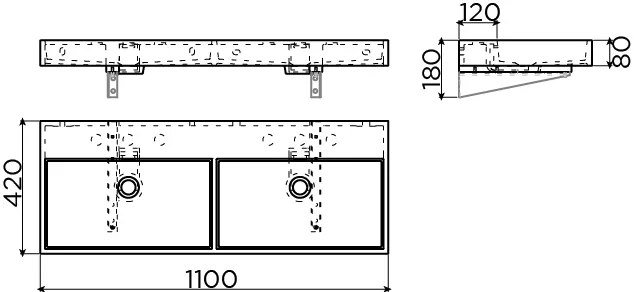 Clou Wash Me dubbele wastafel solid surface 110cm wit mat