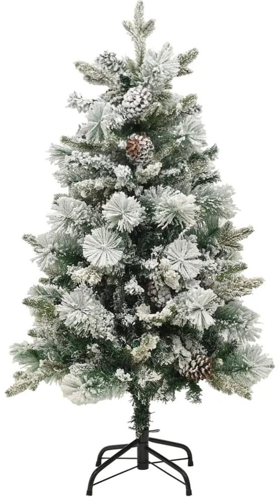 vidaXL Kerstboom met LED's, dennenappels en sneeuw 120 cm PVC en PE