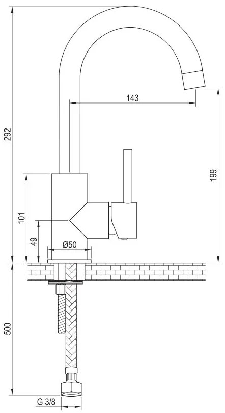 Brauer Black Edition ColdStart wastafelkraan hoog met draaibare ronde uitloop model A zwart mat