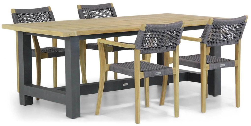 Tuinset 4 personen 200 cm Rope Grijs Lifestyle Garden Furniture Dallas/San