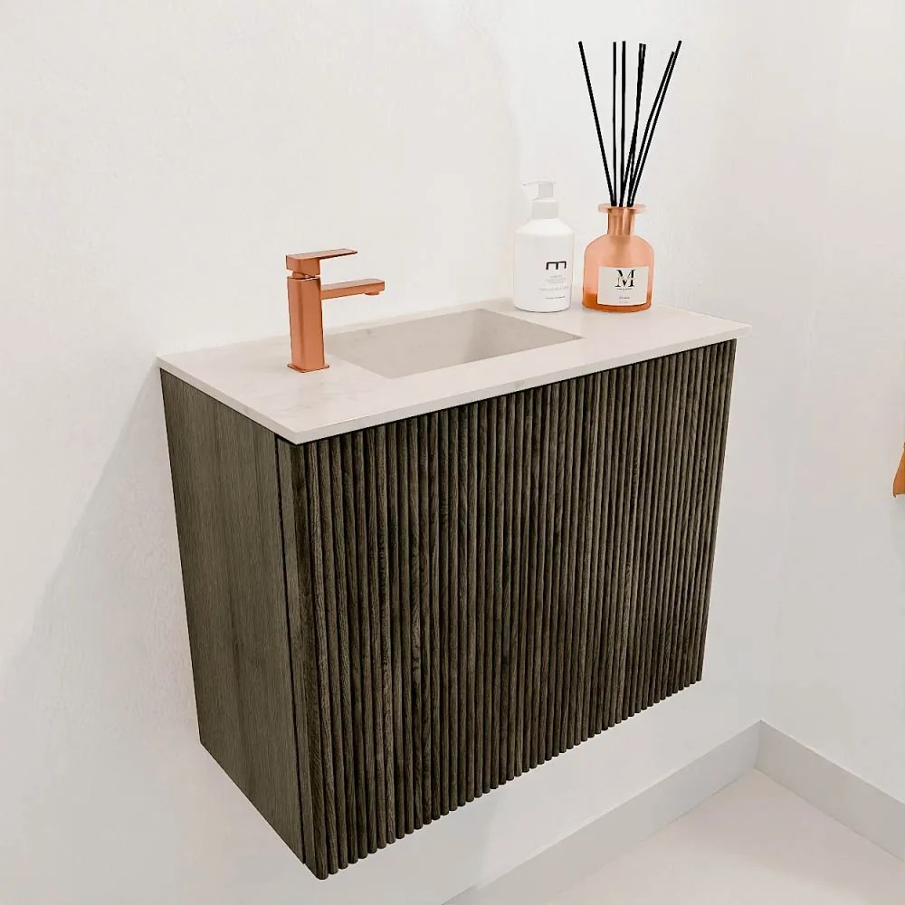 Mondiaz Joya DLux 50cm toiletmeubel shadow met wastafel faye links 1 kraangat meli