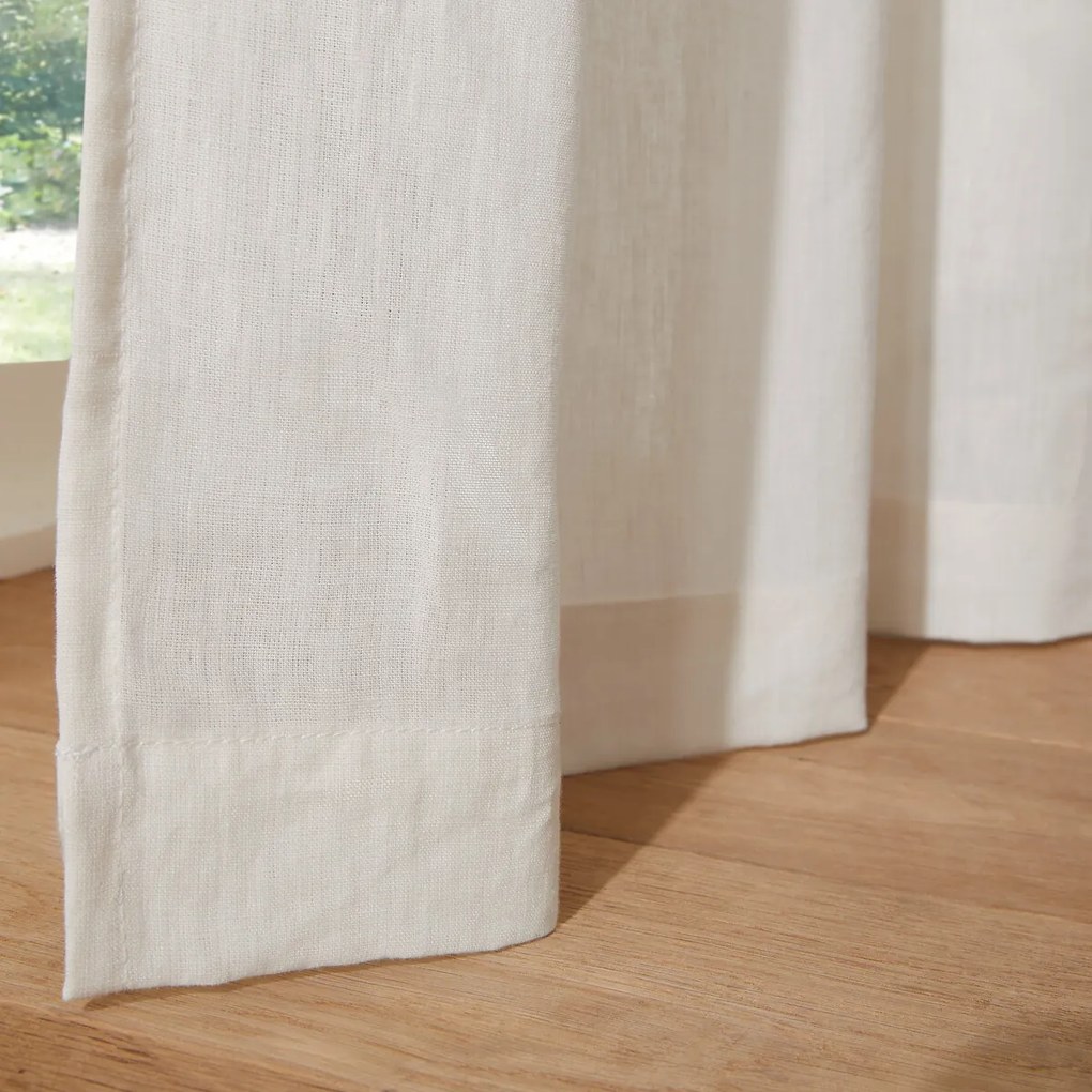 Schermgordijn van gewassen linnen, met gerimpelde bies en golf, ONEGA