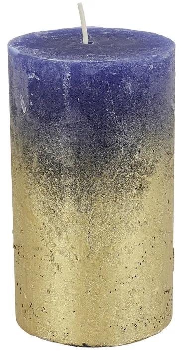 Kaars cobalt fading goud - 7x12 cm