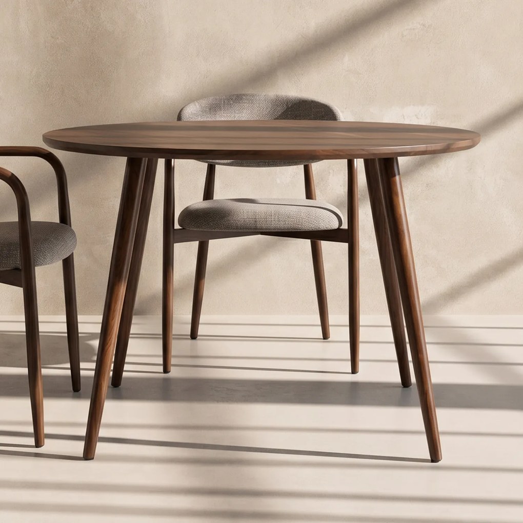 Ronde Minimalistische Eettafel Bruin - 100 X 100cm.