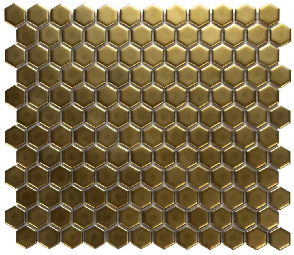The Mosaic Factory Barcelona mini hexagon mozaïek tegels 26x30 goud