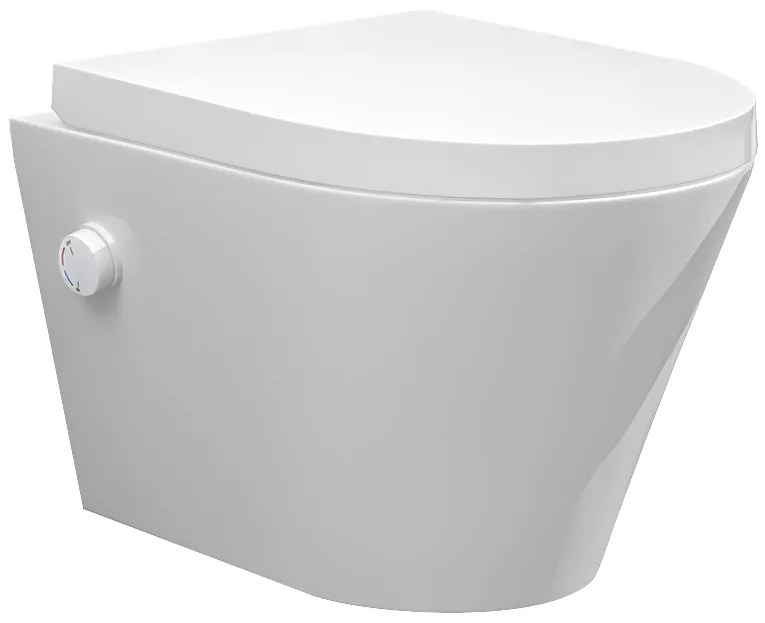 Mueller Afesta randloos toiletpot met bidetsproeier warm/koud en softclose zitting wit mat