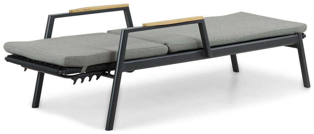 Coco Ralph Ligbed Verstelbaar Aluminium/wicker Grijs