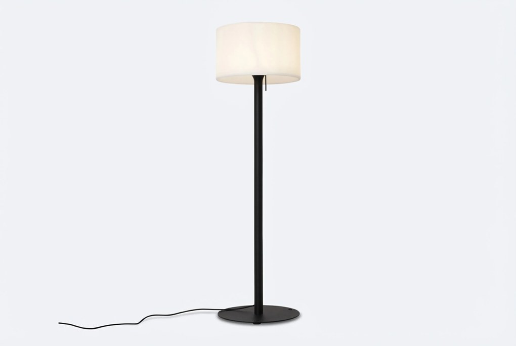 Moderne Buiten Vloerlamp Zwart Met Witte Kap IP - Mississippi Aluminium/Kunststof Zwart