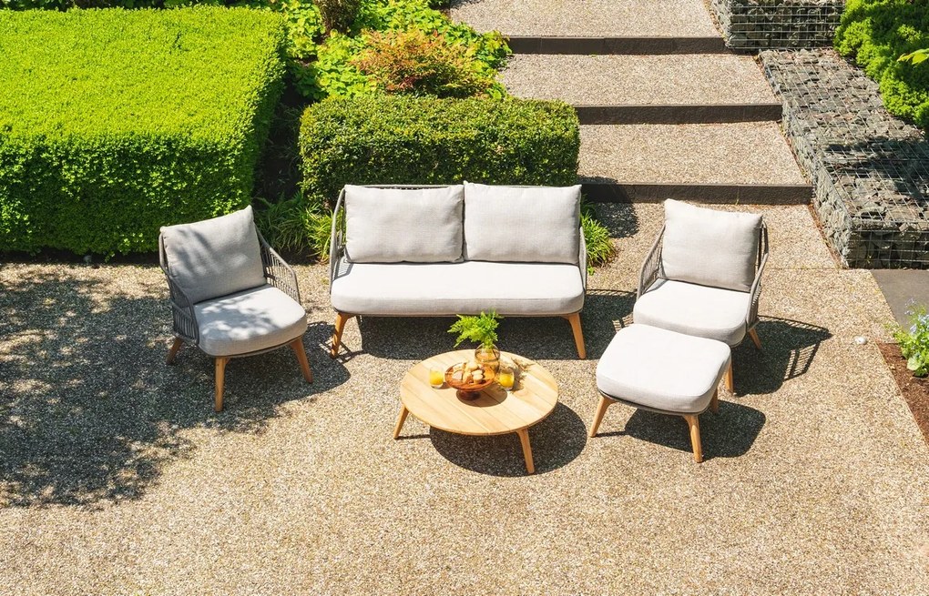 4 Seasons Outdoor Ancora loungeset teak Silver grey SALE Loungeset houtkleur weerbestendig