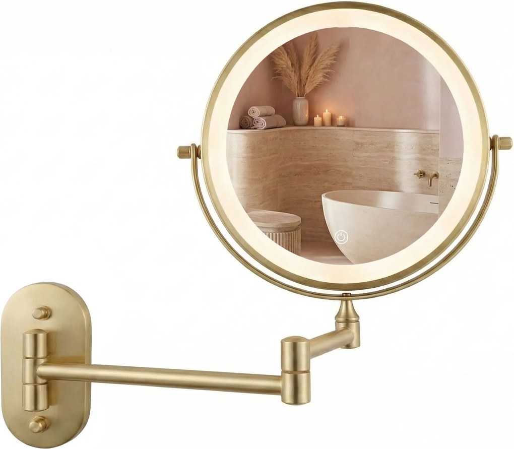 LED Spiegel Glow Brush Gold