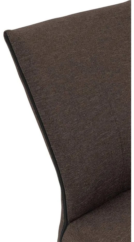 Goossens Eetkamerstoel Funk Zwarte Poten bruin stof leuning en Zwart skater wiel met zwarte kapmet wielen, modern design