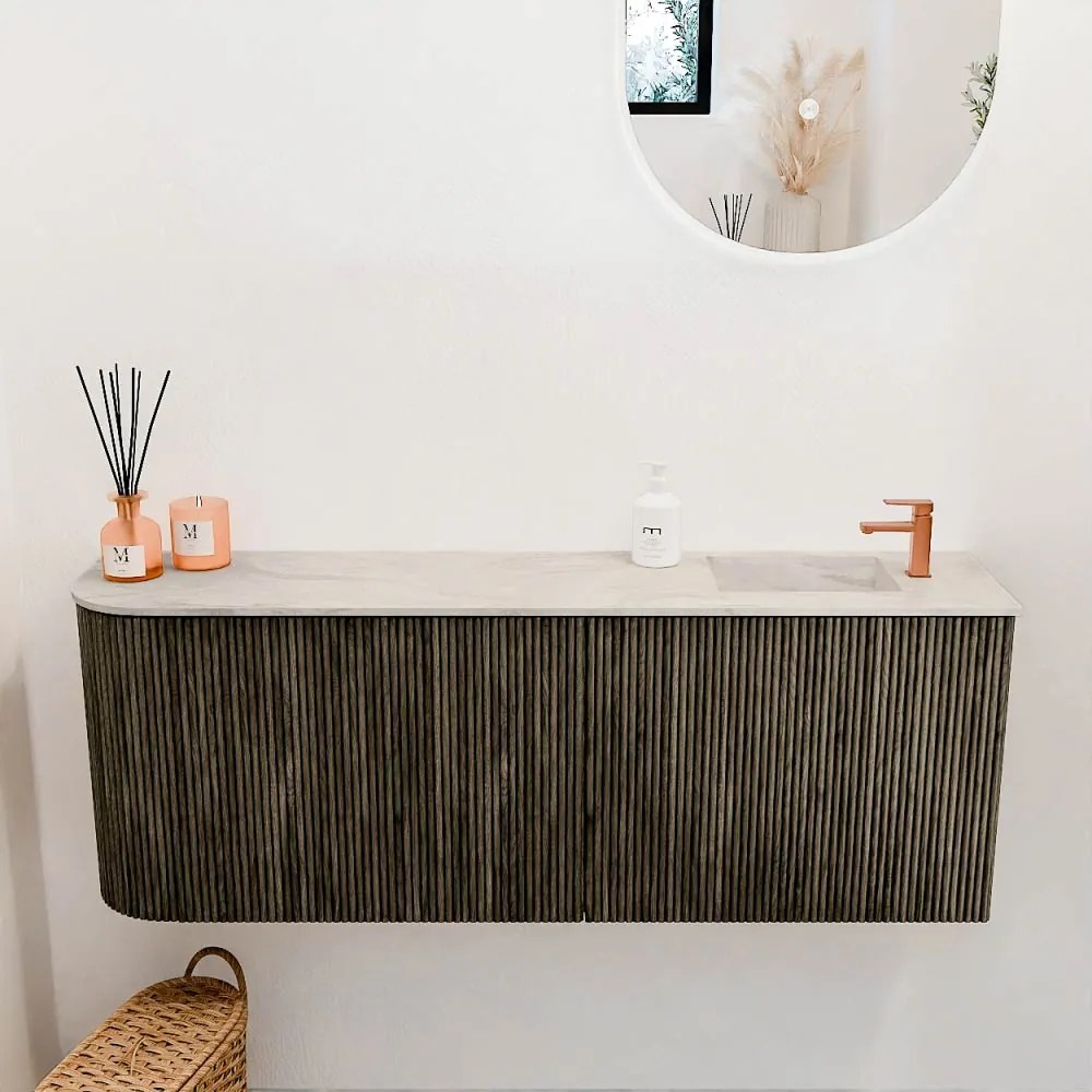 Mondiaz Joya DLux 110cm toiletmeubel ronding links shadow met wastafel faye rechts 1 kraangat ostra