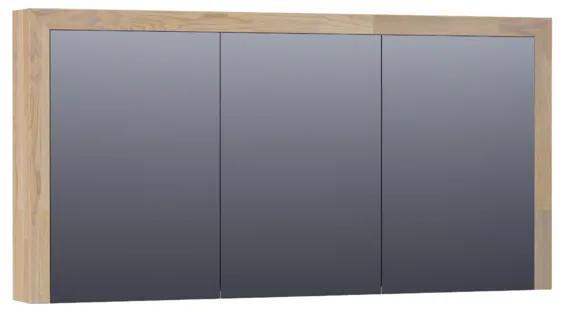 Saniclass Natural Wood spiegelkast 140x70x15cm 3 draaideuren Grey Oak Massief Eiken Vingerlas ongeborsteld 70513