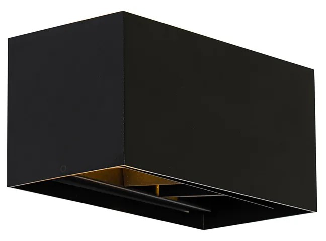 Moderne wandlamp zwart rechthoekig 2-lichts - Edwin