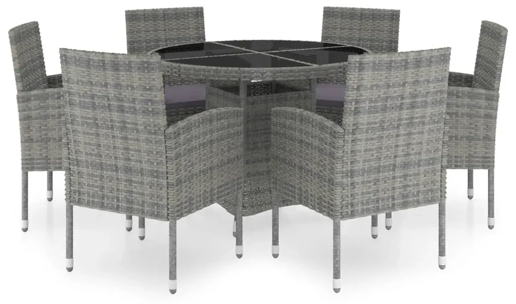 vidaXL 7-delige Tuinset poly rattan antracietkleurig en grijs