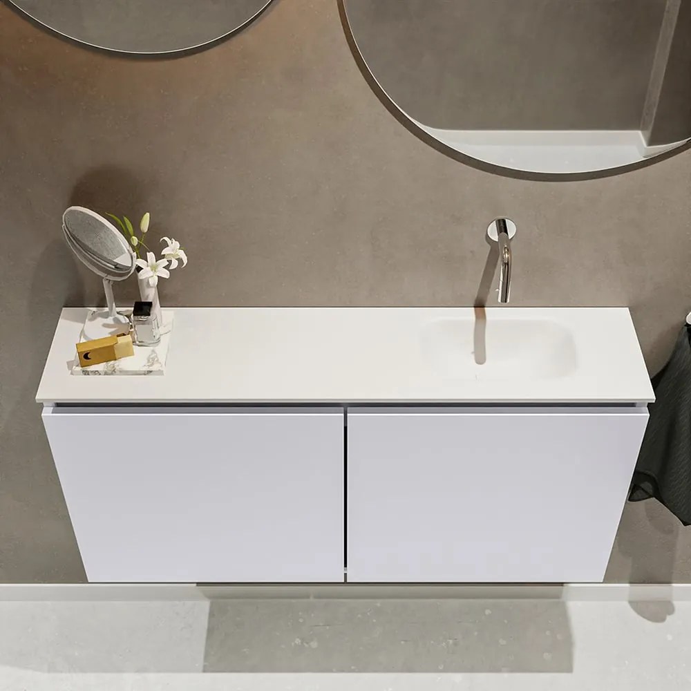 Mondiaz Ture 100cm toiletmeubel cale met wastafel talc rechts geen kraangat