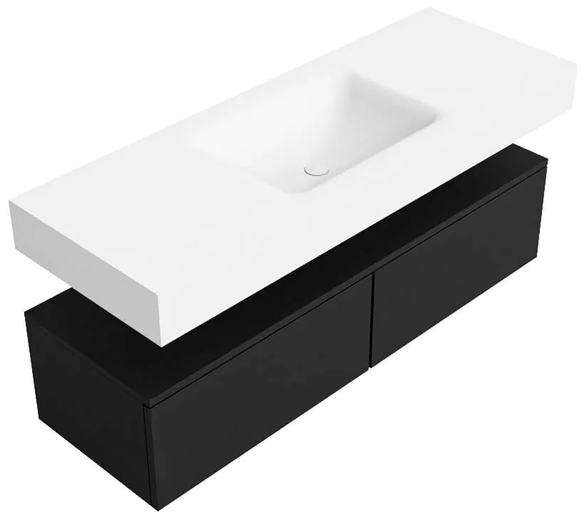 Zaro Alan badmeubel 130cm urban 2 lades met vrijhangende wastafel cloud midden 1 kraangat talc