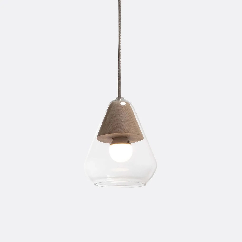 Hanglamp in glas en houtØ14 cm, Nasoa