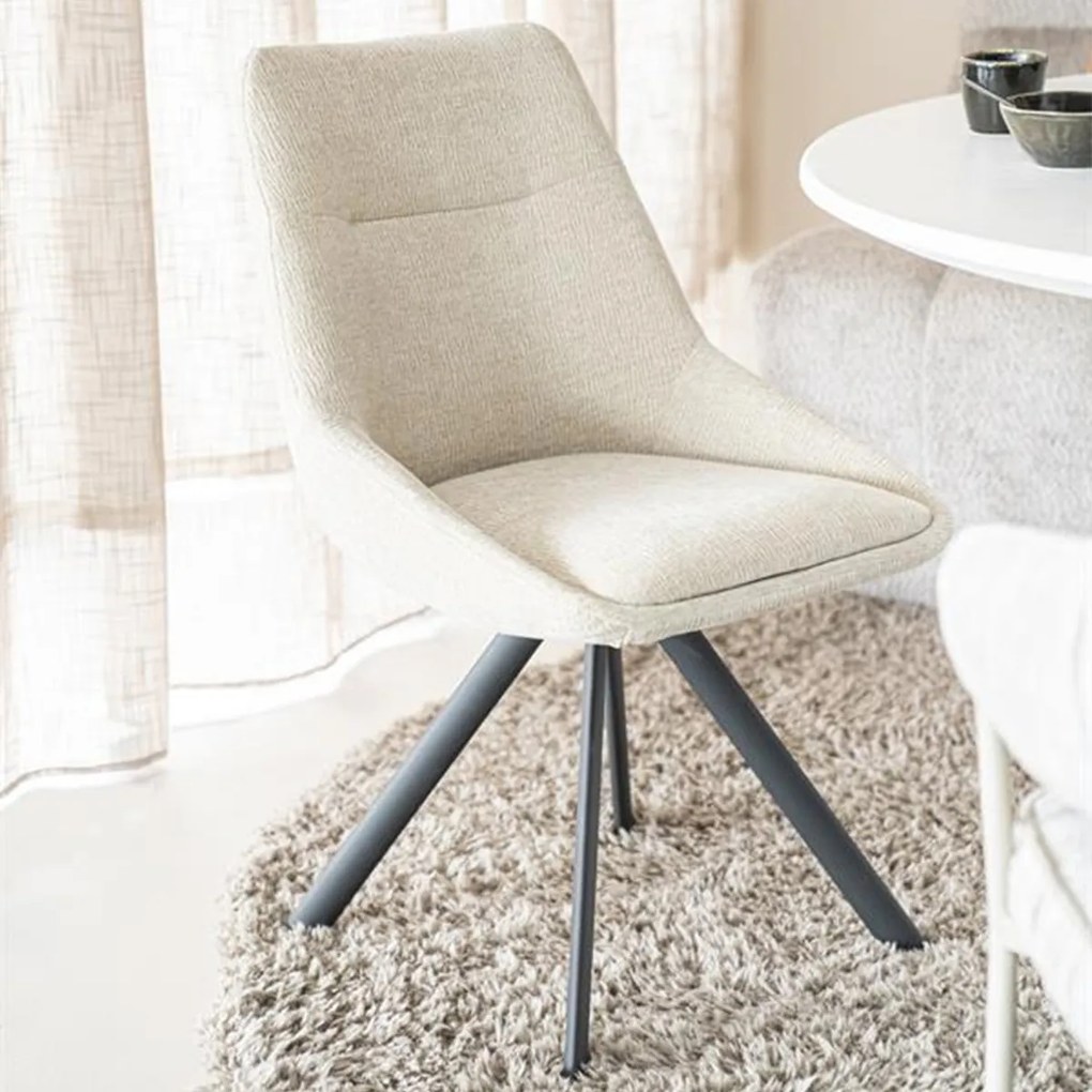 Draaibare Eetkamerstoel Beige Stof