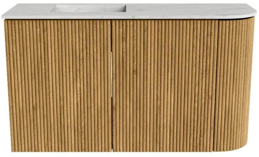 Mondiaz Joya DLux 70cm toiletmeubel ronding rechts oak met wastafel faye links zonder kraangat opalo