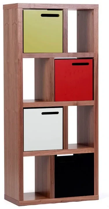 TemaHome Berlin Smalle Roomdivider 8-vaks Walnoot - 70x34x159cm.