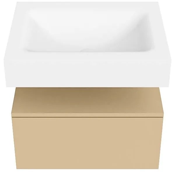 Zaro Alan badmeubel 60cm sand 1 lade met vrijhangende wastafel cloud midden 1 kraangat talc