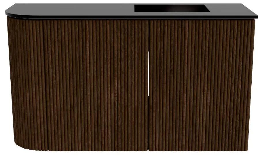 Mondiaz Joya 70cm toiletmeubel ronding links walnut met wastafel faye rechts 1 kraangat urban