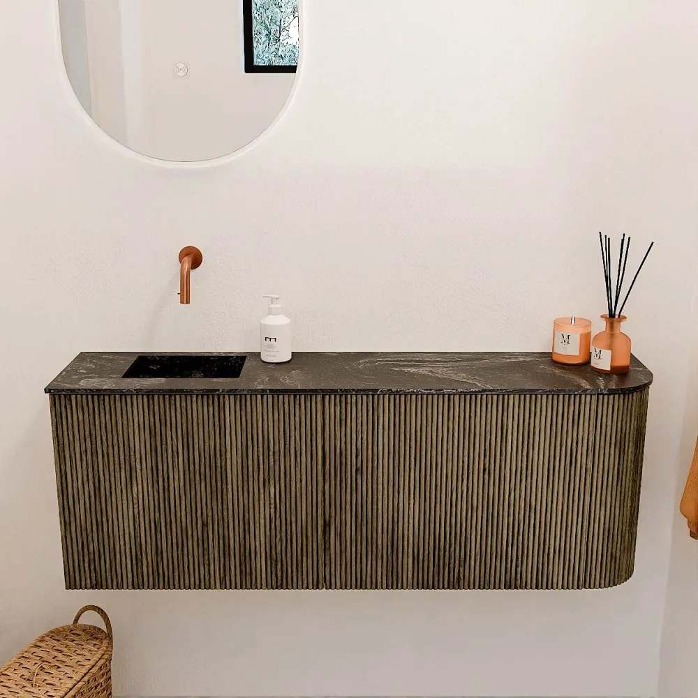 Mondiaz Joya DLux 110cm toiletmeubel ronding rechts dusk met wastafel faye links zonder kraangat lava
