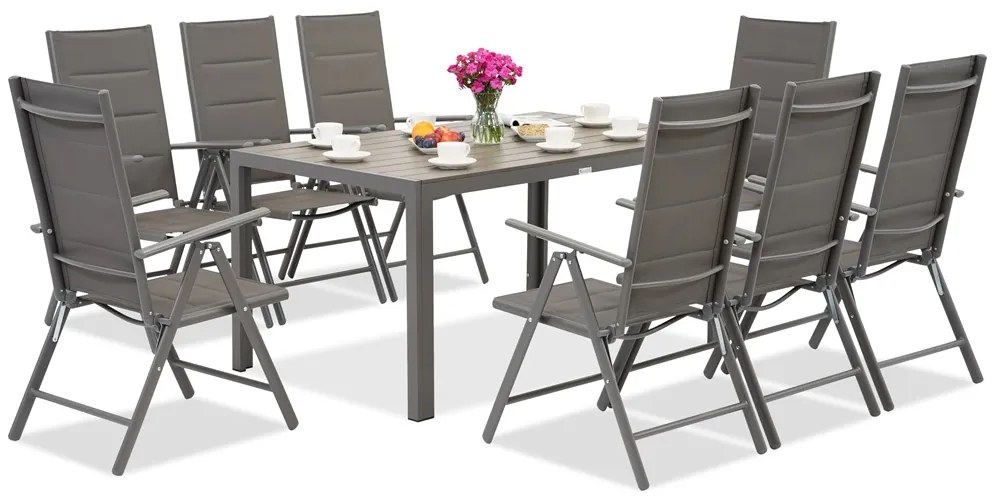 Polywood Verona aluminium tuinset voor 8 personen Garden Point grijs