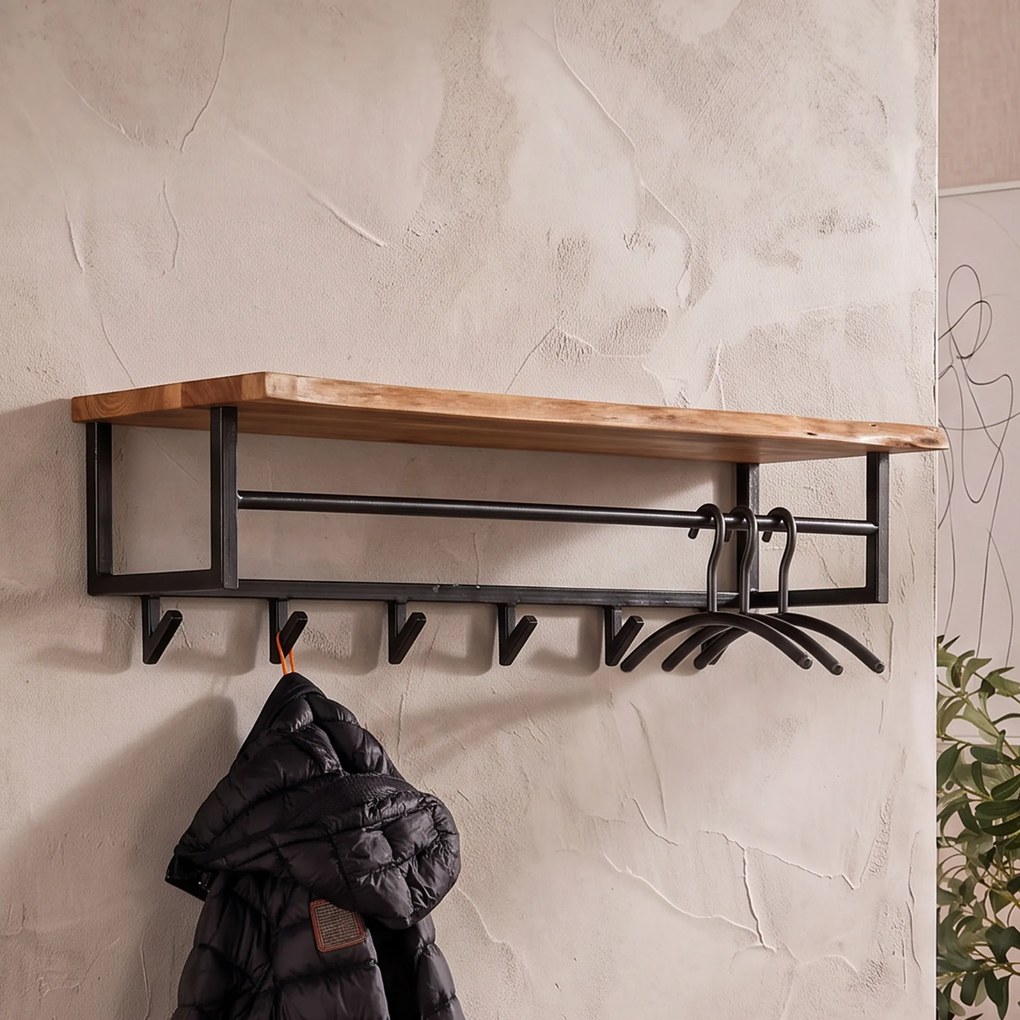 Industriele Kapstok Zwart Met Hout