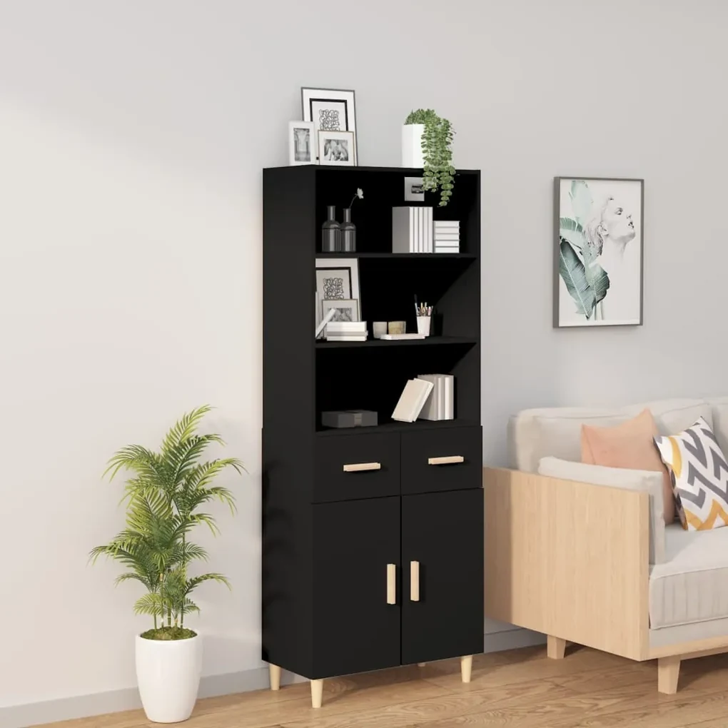 vidaXL Hoge Kast 1 Zwart hoge kast met lade vidaXL Hoge Kast 1 Zwart hoge kast met lade
