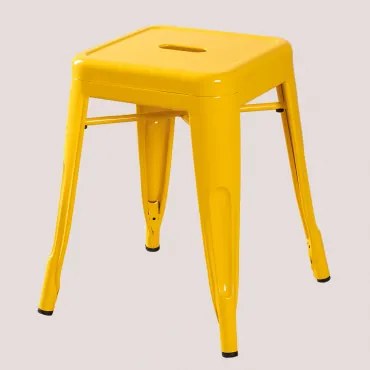 Set Van 4 Stapelbare Lage Krukken 45 Cm In Staal Lix Geel – Fresia - Sklum