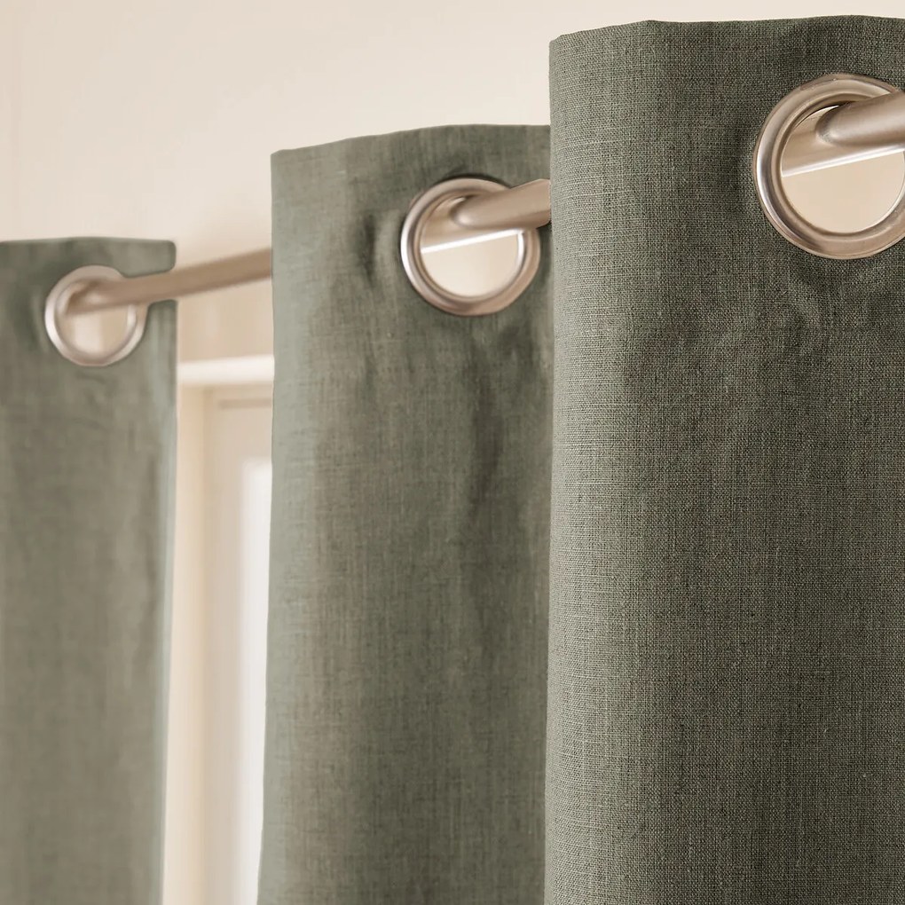 Verduisteringsgordijn van gewassen linnen, oogjes, Private