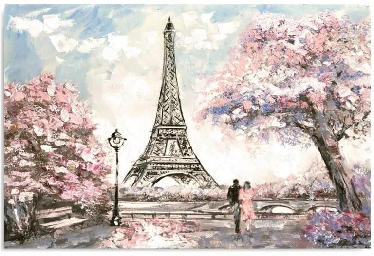 Schilderij - Romantisch Parijs, roze, 1 deel