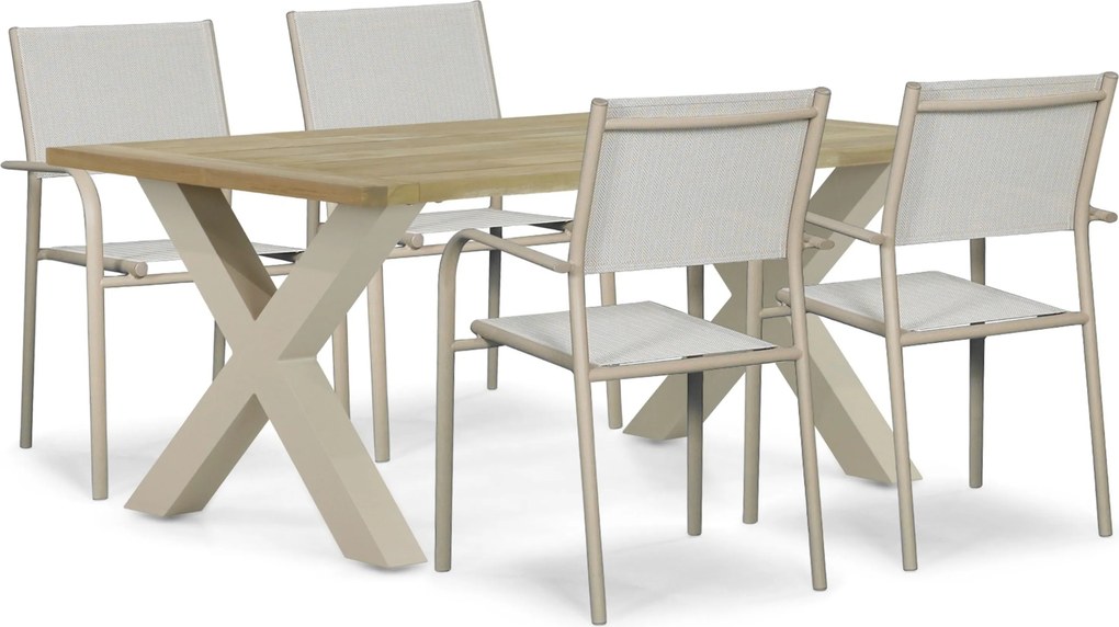 Tuinset 4 personen 180 cm Aluminium Taupe Presto Brentino/Cardiff
