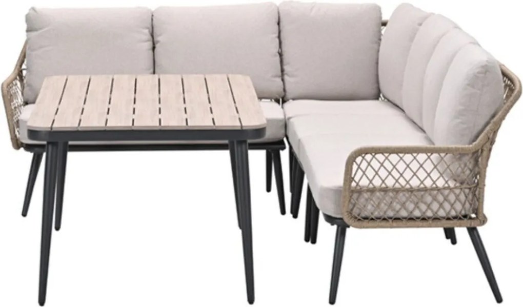 Garden Impressions Kalibo hoek lounge dining set 4-delig - donker grijs