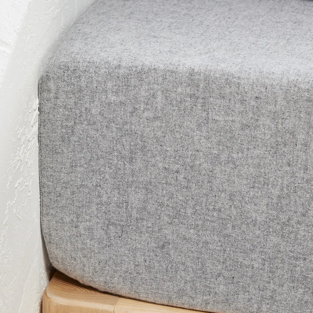 Hoeslaken, katoenen chambray flanel, matrashoogte 30 cm, Clara
