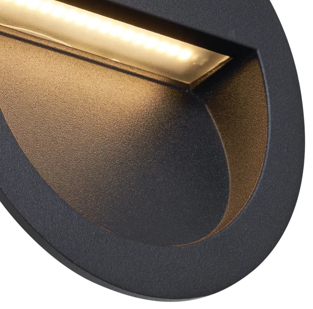 Buitenlamp Moderne inbouw wandlamp zwart incl. LED IP65 - Gem Modern IP65 Buitenverlichting rond
