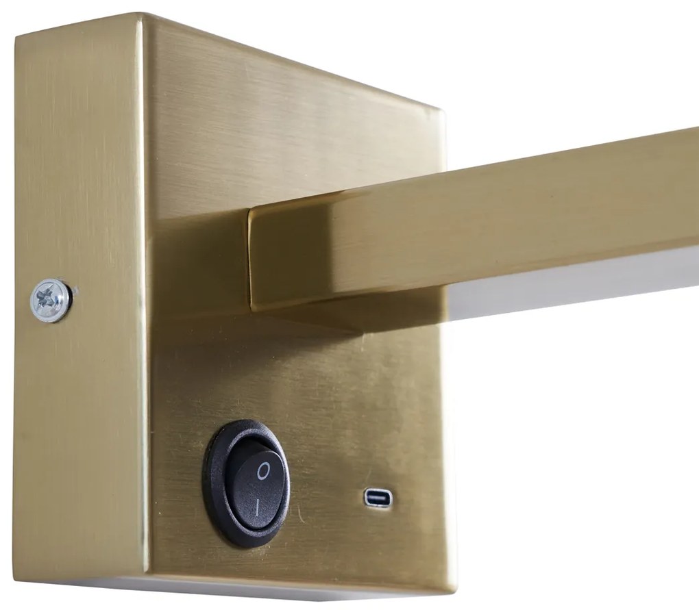 Moderne wandlamp goud met USB-C kantelbaar - Rex