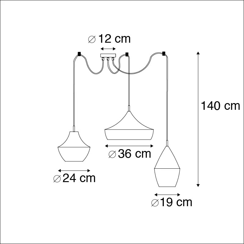 Set van 3 Scandinavische hanglampen zwart met goud - Depeche Modern E27 Scandinavisch bol / globe / rond ovaal rond Binnenverlichting Lamp