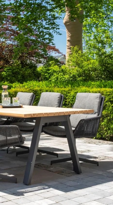 Taste by 4 Seasons Ambassador tuintafel antraciet – teak blad 240 x 100 cm  Tuintafel    houtkleur weerbestendig