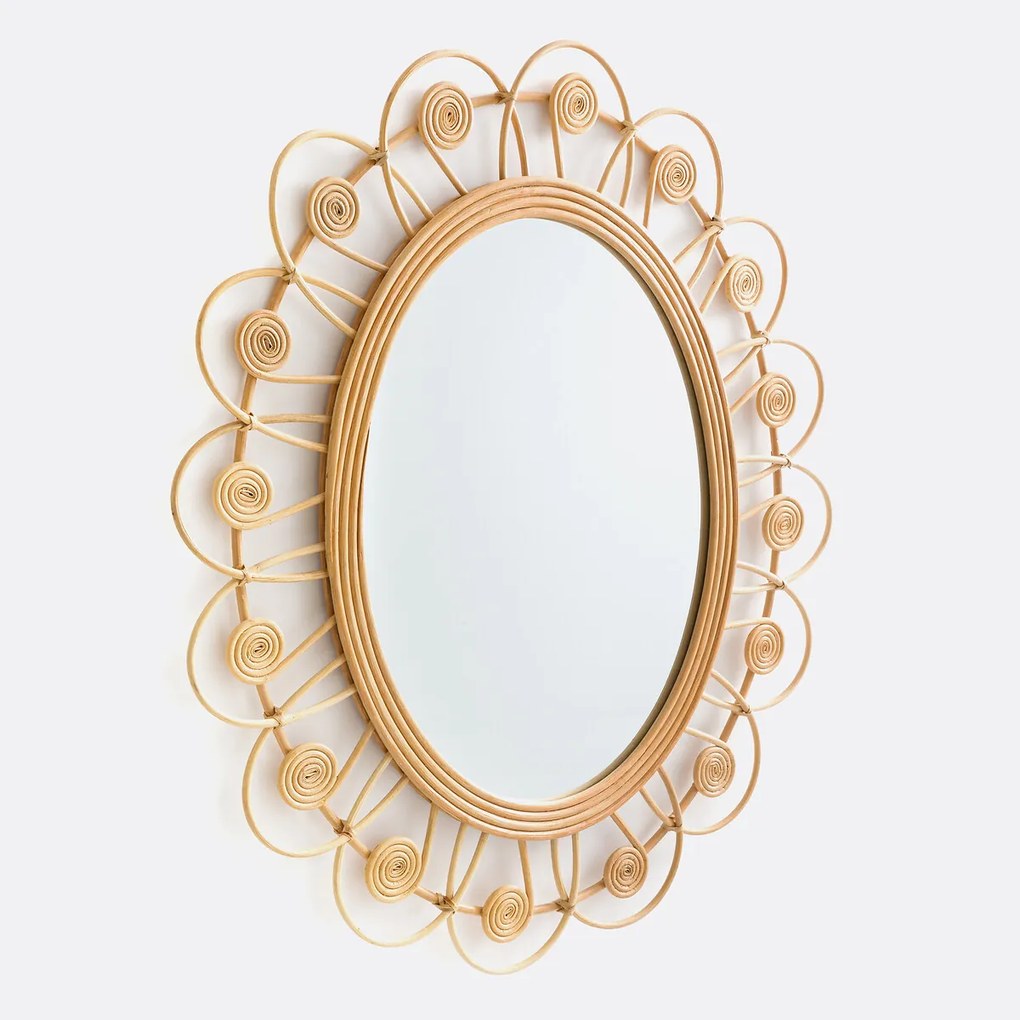 Rotanspiegel in bloemvorm H93 cm, Ramza