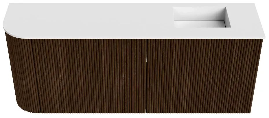 Mondiaz Joya 100cm toiletmeubel ronding links walnut met wastafel faye rechts zonder kraangat talc