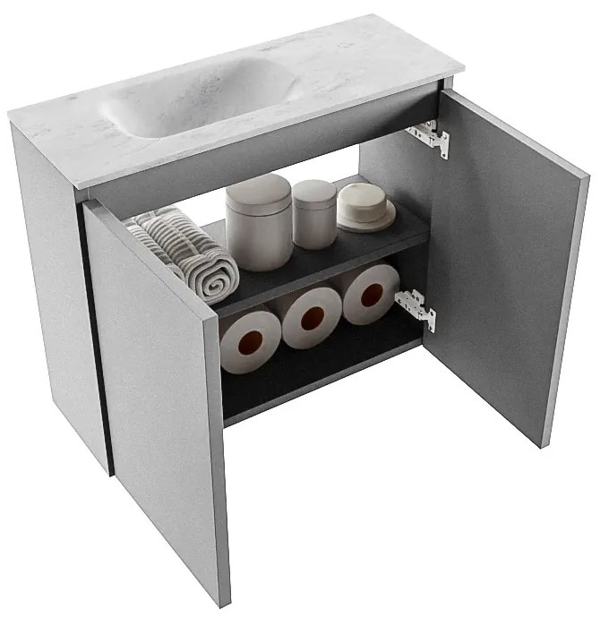 Mondiaz Ture DLux toiletmeubel 60cm plata met wastafel opalo links zonder kraangat