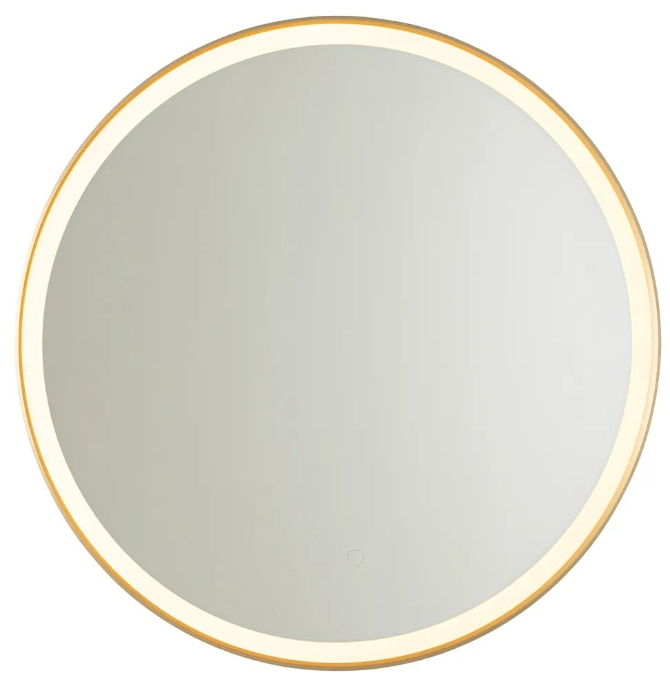 Badkamerspiegel goud 70 cm incl. LED 3-staps dimbaar met touch rond - Miral