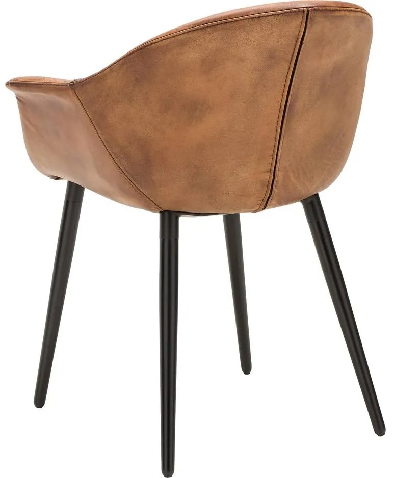 Goossens Excellent Eetkamerstoel Jorg cognac leer met armleuning, urban industrieel