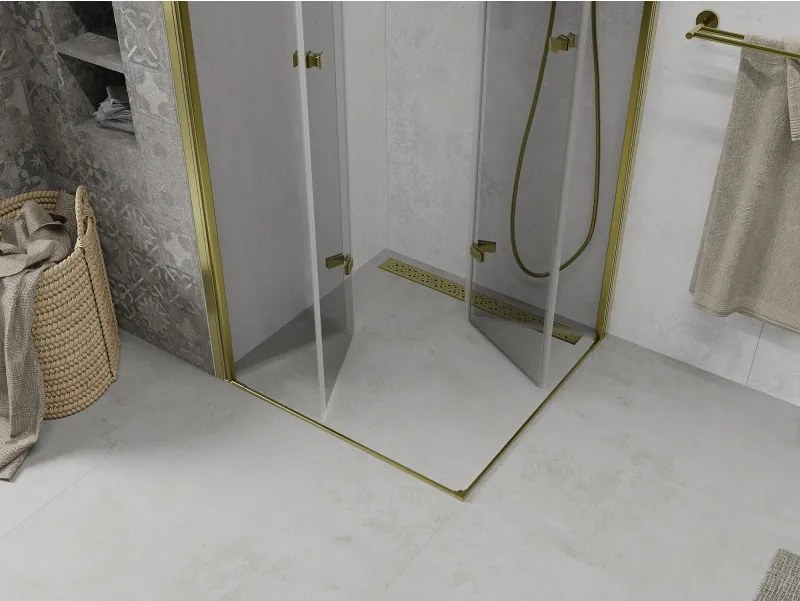 Mexen Lima Duo douchecabine vouwbaar 90 x 90 cm, transparant, goud - 856-090-090-50-00-02