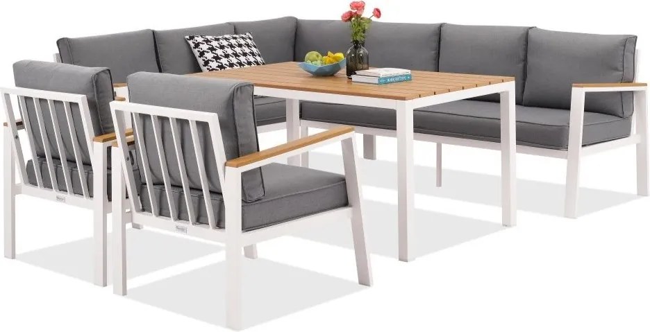 Zakintos Comida 7 hoekbankstel in wit Garden Point