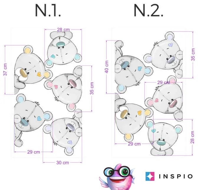 INSPIO Stickers rond de deurpost - Grijze Beertjes I